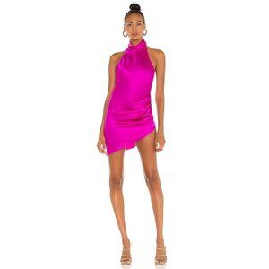 Amanda Uprichard Fuchsia Halter Satin Mini Dress
